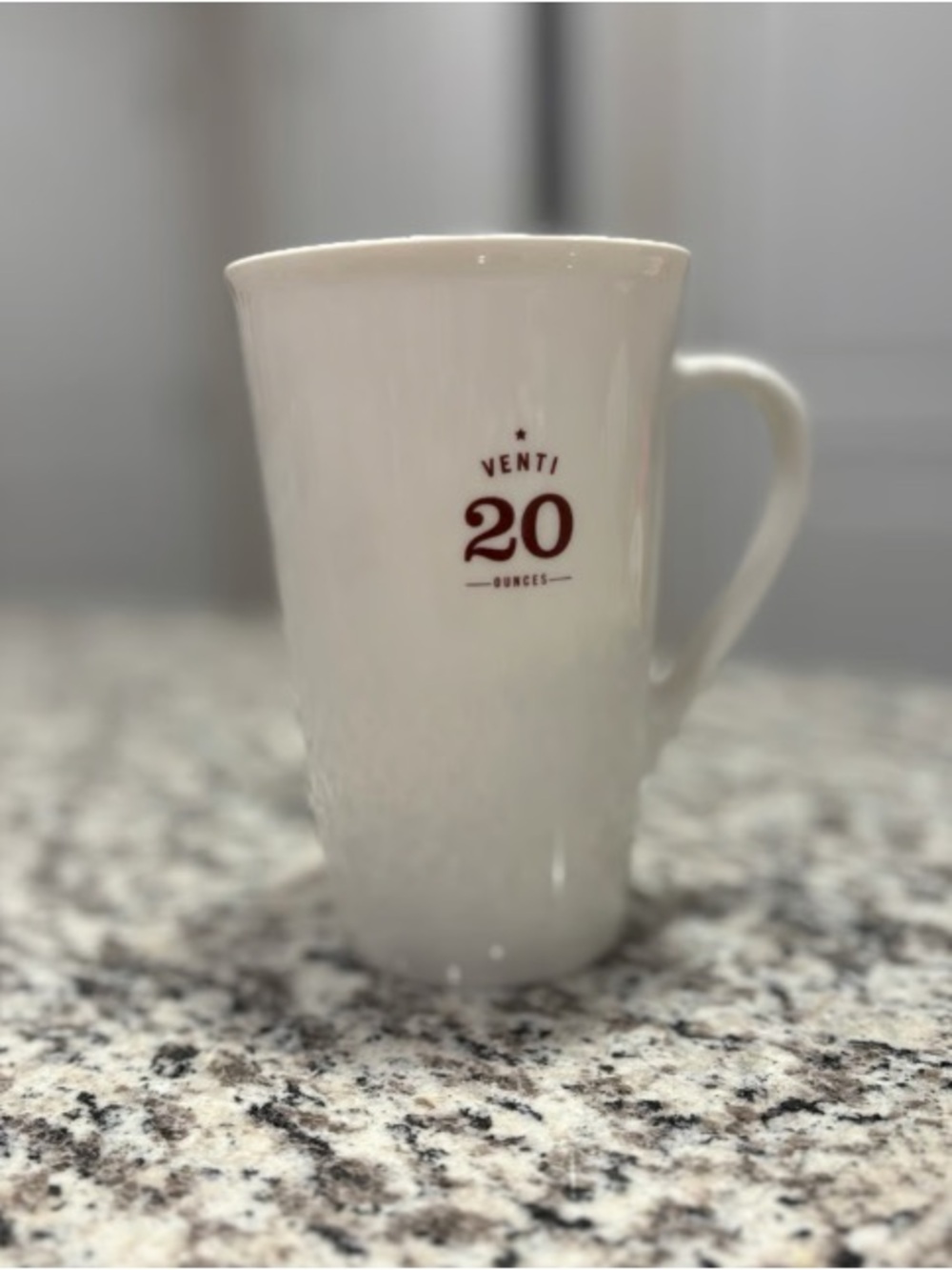 20oz White Ceramic Mug with 'Venti' Print